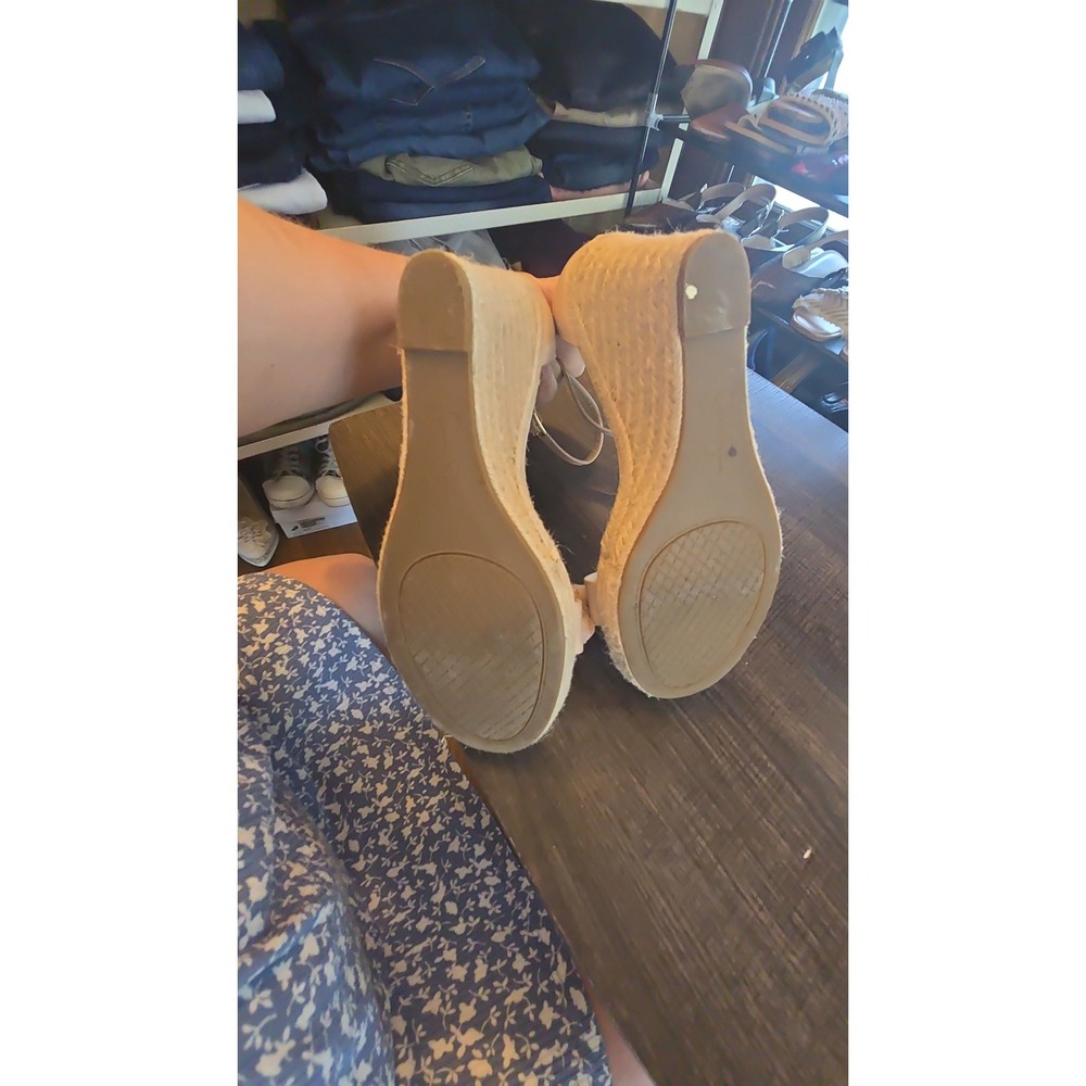 Jessica Simpson Pink Floral Espadrille Wedge Sandals Womens 10 Zip Back Heel - Picture 6 of 6